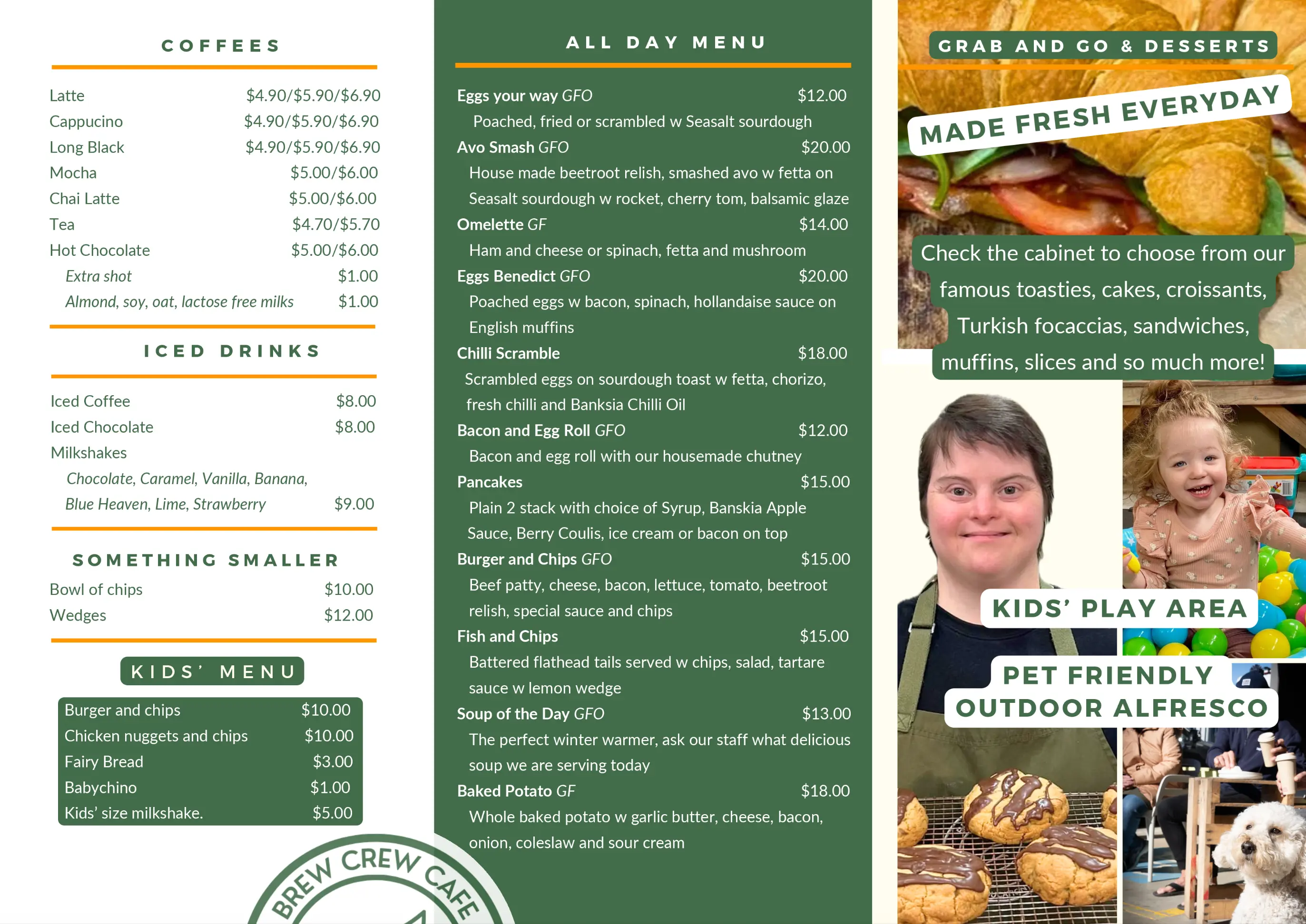 The Brew Crew Cafe Menu May 2025