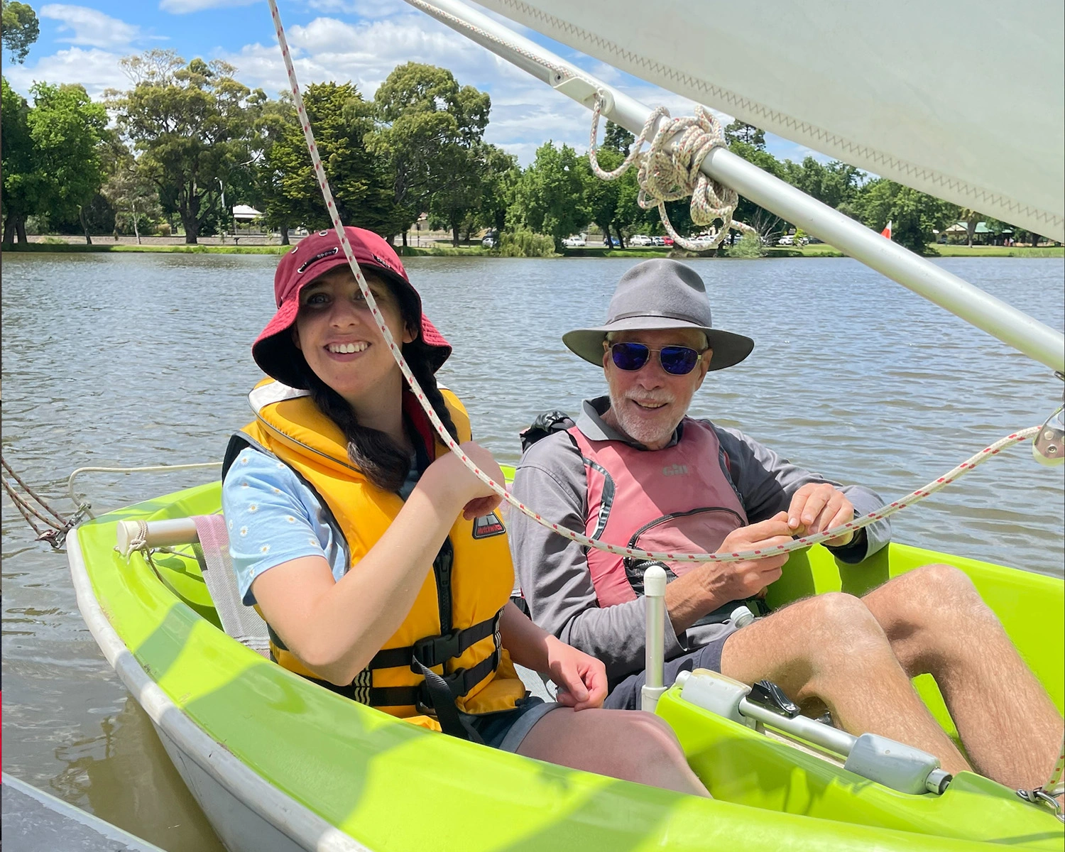 One of Distinctive Options group activities sailability with two people in boat