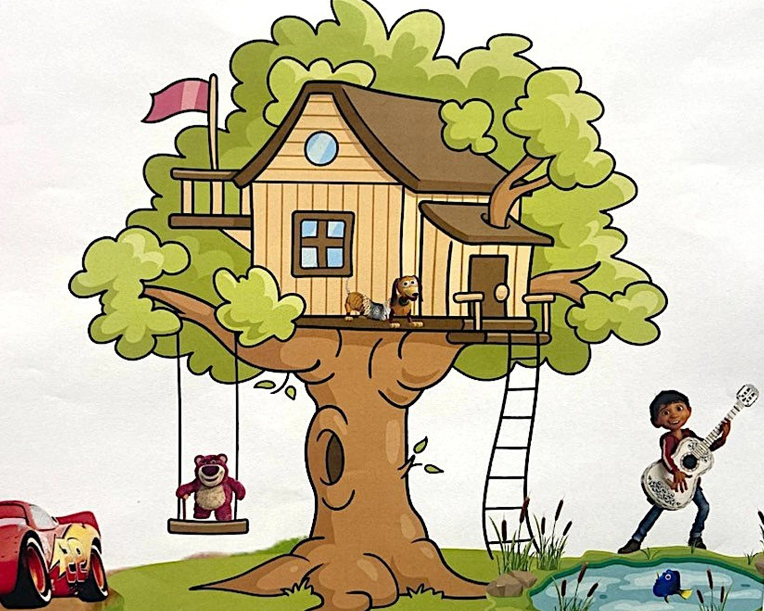 A digital drawing of a treehouse